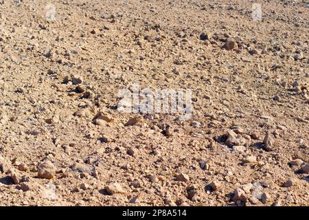 Close-up of a tilled field in Spain. Stock Photo