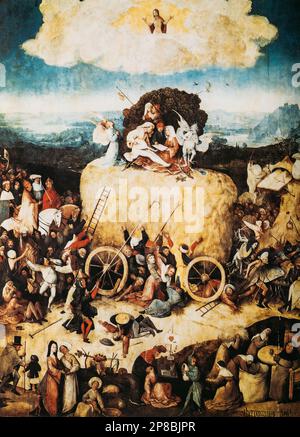 Hieronymus Bosch, The Haywain Triptych. Bosch Was Dutch-netherlandish Painter. His Work Mainly Contains Fantastic Illustrations Of Religious Concepts Stock Photo
