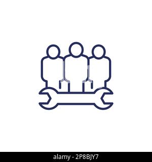 repair team line icon on white Stock Vector