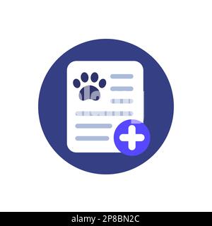 pet medical report icon, flat vector Stock Vector