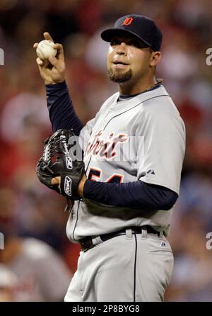 Detroit Tigers relief pitcher Joel Zumaya during a baseball spring training  workout Monday, Feb. 14, 2011, in Lakeland, Fla. (AP Photo/David J. Phillip  Stock Photo - Alamy