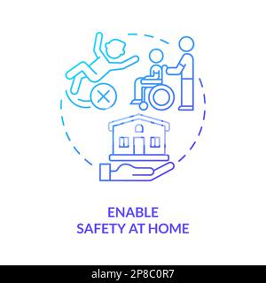 Enable safety at home blue gradient concept icon Stock Vector