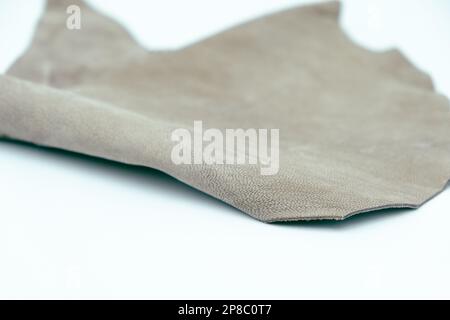Gray leather is folded on a white background Stock Photo