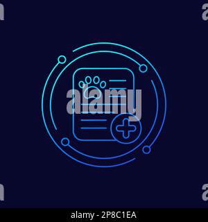 pet medical report or record icon, linear design Stock Vector