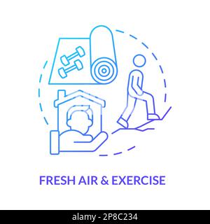 Fresh air and exercise blue gradient concept icon Stock Vector