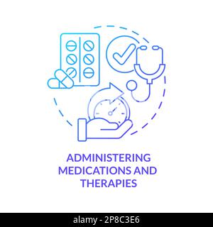 Administering medications and therapies blue gradient concept icon Stock Vector