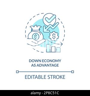 Down economy as advantage turquoise concept icon Stock Vector