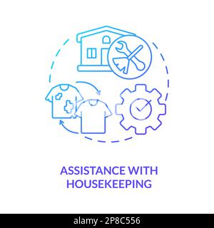 Assistance with housekeeping blue gradient concept icon Stock Vector