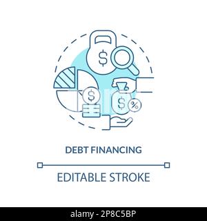 Debt financing turquoise concept icon Stock Vector
