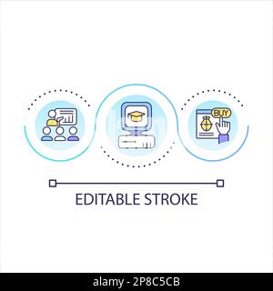 Activities in virtual reality loop concept icon Stock Vector