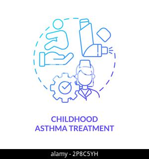 Childhood asthma treatment blue gradient concept icon Stock Vector