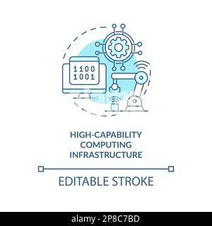 High capability computing infrastructure turquoise concept icon Stock Vector