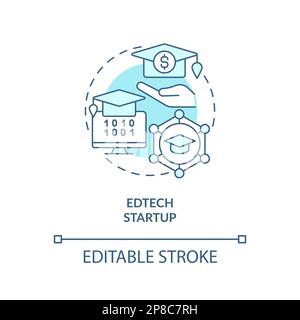 EdTech startup turquoise concept icon Stock Vector
