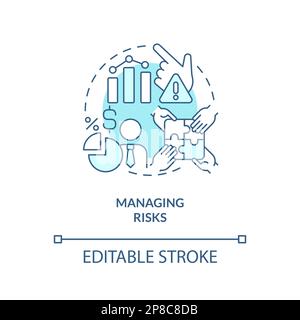 Managing risks turquoise concept icon Stock Vector