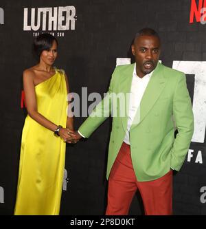 March 8, 2023, New York City, New York, USA: Actor IDRIS ELBA and his wife SABRINA ELBA seen during the red carpet arrivals for the New York Premiere of 'Luther: The Fallen Sun' held at the Paris Theater. (Credit Image: © Nancy Kaszerman/ZUMA Press Wire) EDITORIAL USAGE ONLY! Not for Commercial USAGE! Stock Photo