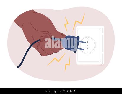 Unplugging devices 2D vector isolated spot illustration Stock Vector