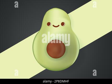 Avocado Character . Fruit and Vegetable Cute and realistic Icon Vector Stock Vector