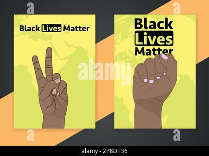 Black lives matter poster with protest fist in the air. BIPOC.Stop racism. Black lives matter graphic poster design template against racial discrimina Stock Vector