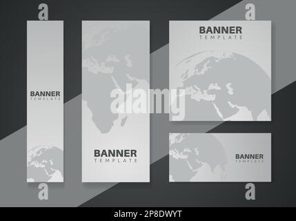 Abstract world concept banner design web template Set, Horizontal header web banner. Modern Gradient banner set. Stock Vector