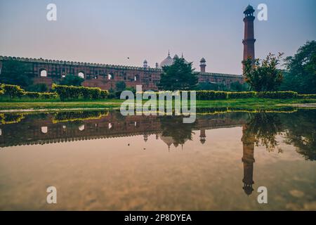 Badshahi mosque is one of the few significant architectural monuments built during Emperor Aurangzeb's long rule from 1658 to 1707. It is presently th Stock Photo