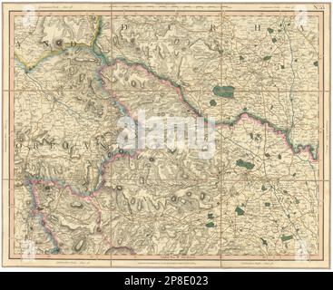 YORKSHIRE DALES, North Riding. Westmoreland, SE Durham. Richmond. CARY 1832 map Stock Photo