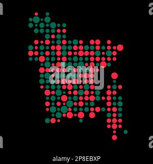 Bangladesh Map Silhouette Pixelated generative pattern illustration Stock Vector