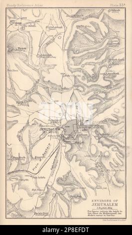 Environs of Jerusalem. Israel Palestine. BARTHOLOMEW 1898 old antique map Stock Photo