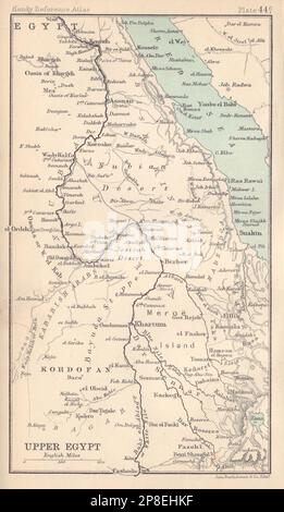 Upper Egypt. Nile Valley. Sudan. Red Sea. BARTHOLOMEW 1898 old antique map Stock Photo