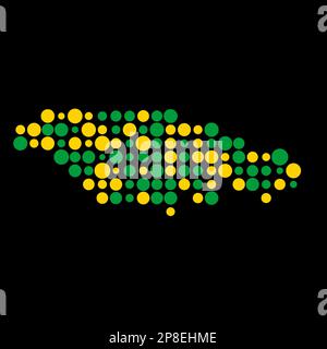 Jamaica Map Silhouette Pixelated generative pattern illustration Stock Vector