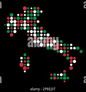 Italy Map Silhouette Pixelated generative pattern illustration Stock Vector