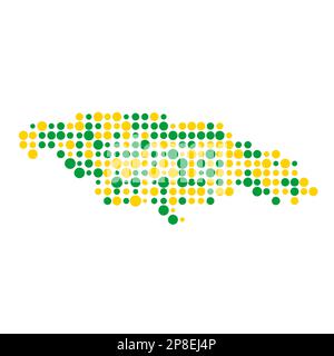 Jamaica Map Silhouette Pixelated generative pattern illustration Stock Vector