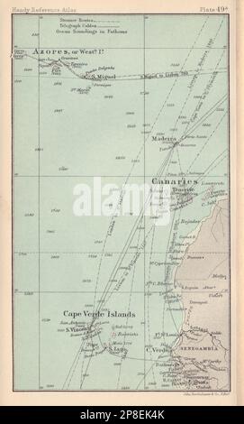 Macaronesia. Cape Verde Islands Azores Madeira Canary Islands 1898 old map Stock Photo