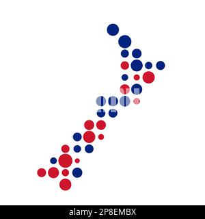New zealand Map Silhouette Pixelated generative pattern illustration Stock Vector
