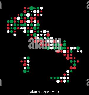 Italy Map Silhouette Pixelated generative pattern illustration Stock Vector