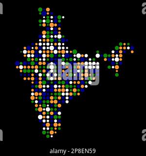 India Map Silhouette Pixelated generative pattern illustration Stock ...