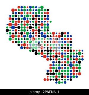 Paraguay Map Silhouette Pixelated generative pattern illustration Stock Vector
