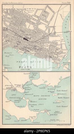 Perth city/town plan. Albany & King George Sound. Western Australia 1898 map Stock Photo