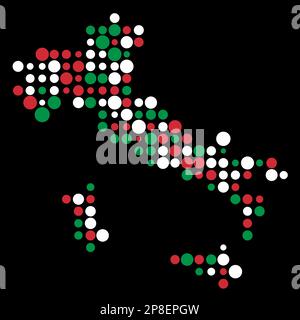 Italy Map Silhouette Pixelated generative pattern illustration Stock Vector