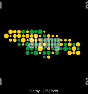 Jamaica Map Silhouette Pixelated generative pattern illustration Stock Vector