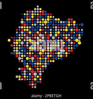 Ecuador Map Silhouette Pixelated generative pattern illustration Stock Vector