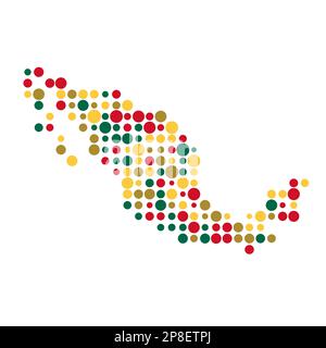 Mexico Map Silhouette Pixelated generative pattern illustration Stock Vector