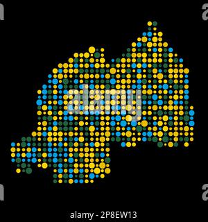 Rwanda Map Silhouette Pixelated generative pattern illustration Stock Vector