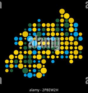 Rwanda Map Silhouette Pixelated generative pattern illustration Stock Vector