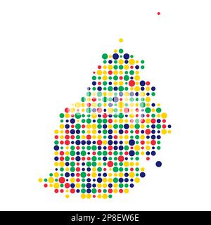 Mauritius Map Silhouette Pixelated generative pattern illustration Stock Vector