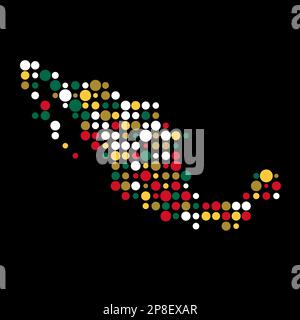 Mexico Map Silhouette Pixelated generative pattern illustration Stock Vector