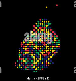 Mauritius Map Silhouette Pixelated generative pattern illustration Stock Vector