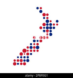 New zealand Map Silhouette Pixelated generative pattern illustration Stock Vector