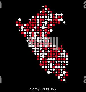 Peru Map Silhouette Pixelated generative pattern illustration Stock Vector