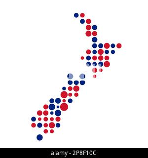 New zealand Map Silhouette Pixelated generative pattern illustration Stock Vector