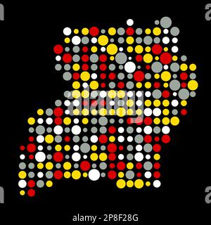 Uganda Map Silhouette Pixelated generative pattern illustration Stock Vector